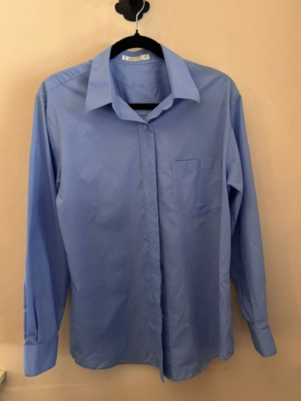 Foxcroft Blouse Long Sleeve Blue No Iron